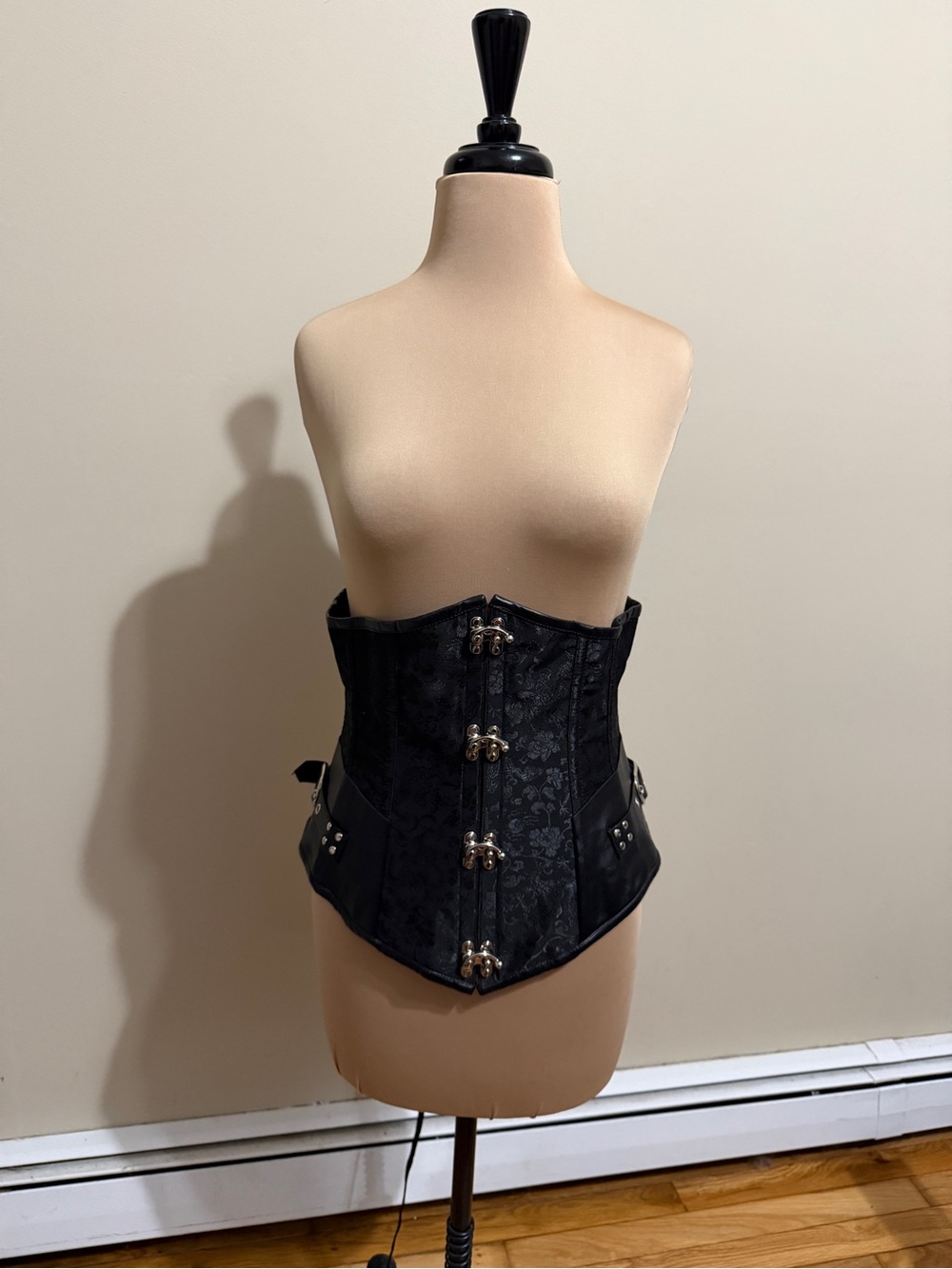 Underbust jacquard and faux leather corset. EUC.